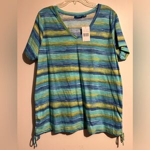 Fresh Striped Vneck Top